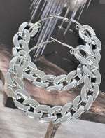 Large Chain Hoop Earrings - Silver