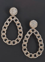 Teardrop Rhinestone Earrings - Gold