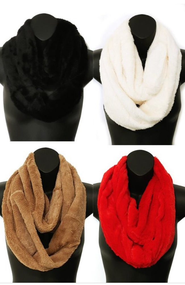 
            
                Load image into Gallery viewer, Faux Fur Infinity Scarf - White
            
        