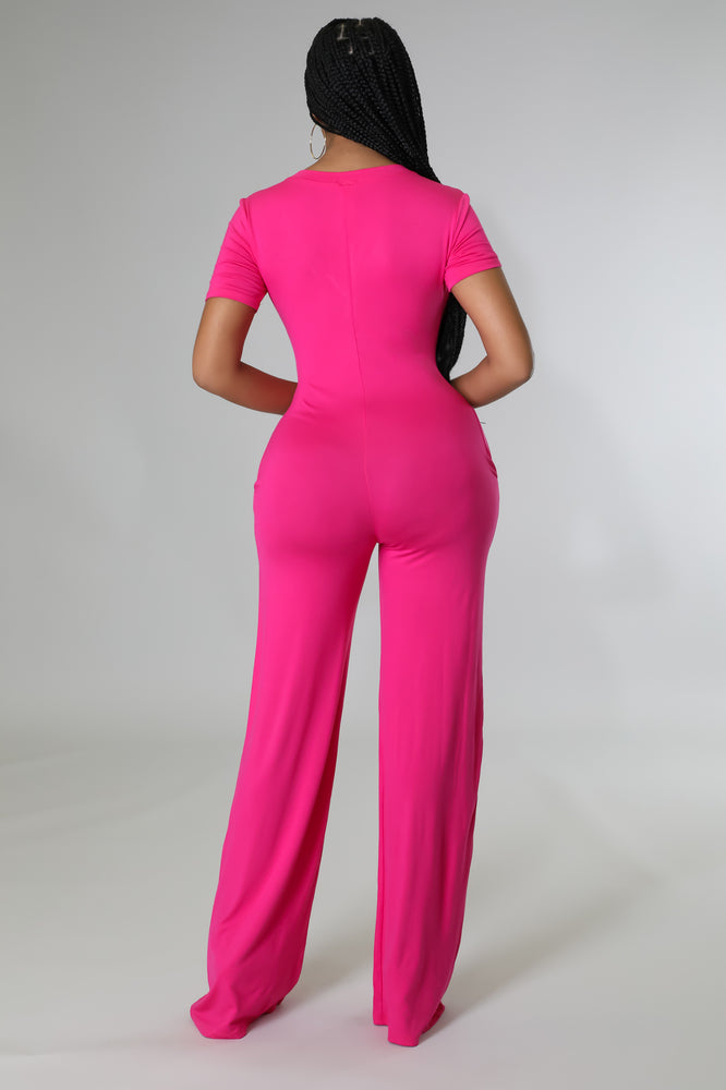 Certified Solid Jumpsuit - Fuchsia